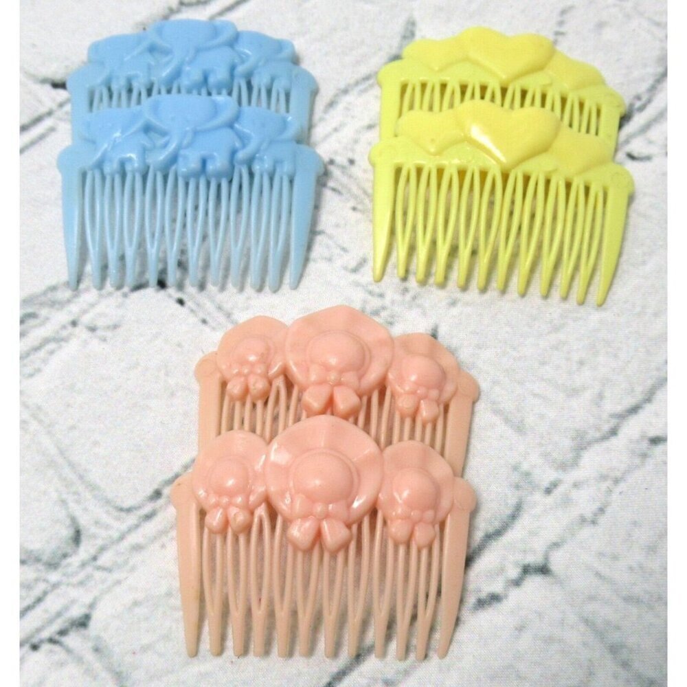 Vintage Side Tuck Hair Combs Mixed Lot 12 Pairs & 2 Singles All Colors and Sizes - Picture 2 of 6